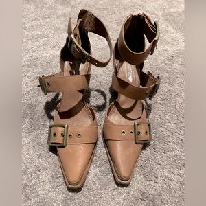 Brown Leather “boot heels” Free People 9.5